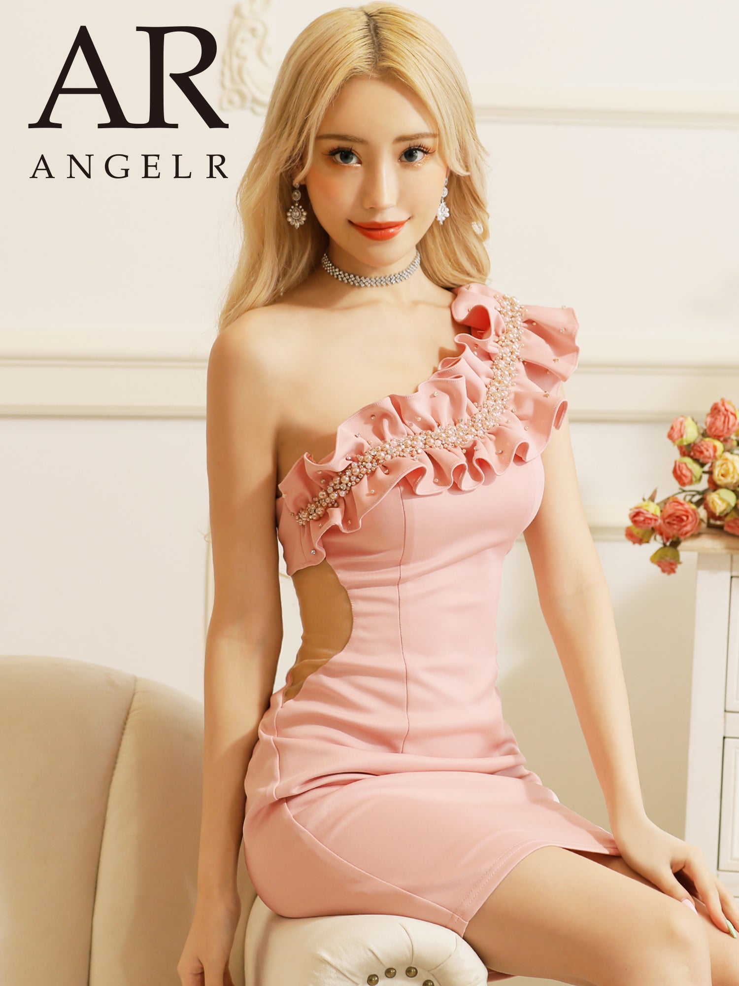 ギャザーパールビジューワンショルダータイトミニドレス]AngelR(エンジェルアール)|AR22215 – Angel R Official Store