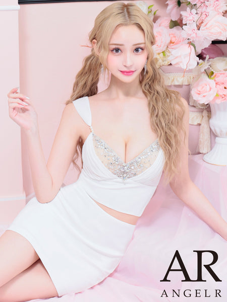 専用　ANGELR キャバドレス　ミニドレス AngelR [エンジェルアール] オフショルダーVカットビジューシフォン