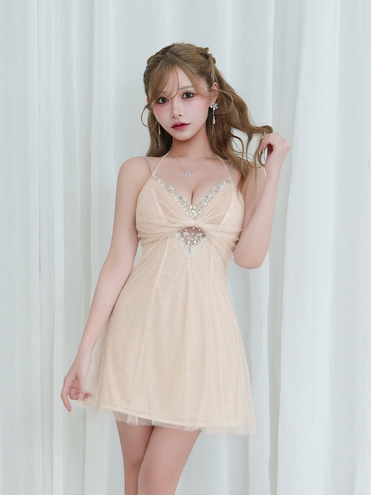 のあ：148cm（着用サイズ：S　着用カラー：シャンパン）