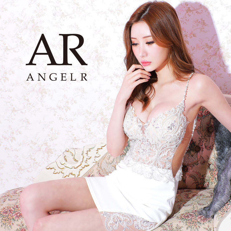 アッパーレース＆ビジュータイトミニドレス AngelR AR21814 グレー-