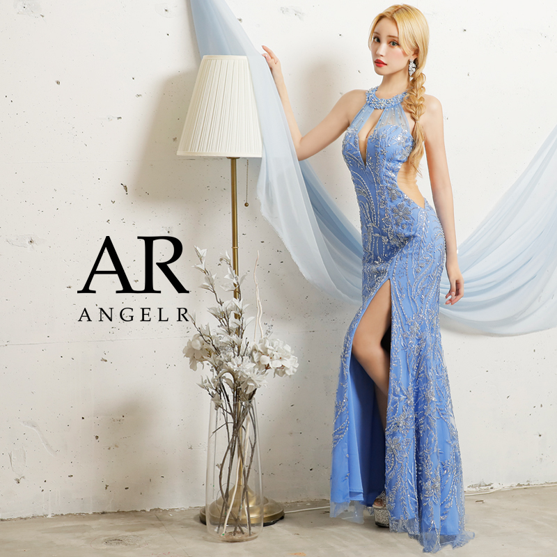 angelR  バックビジューラインドレス　ブルー　人気商品キャバクラ